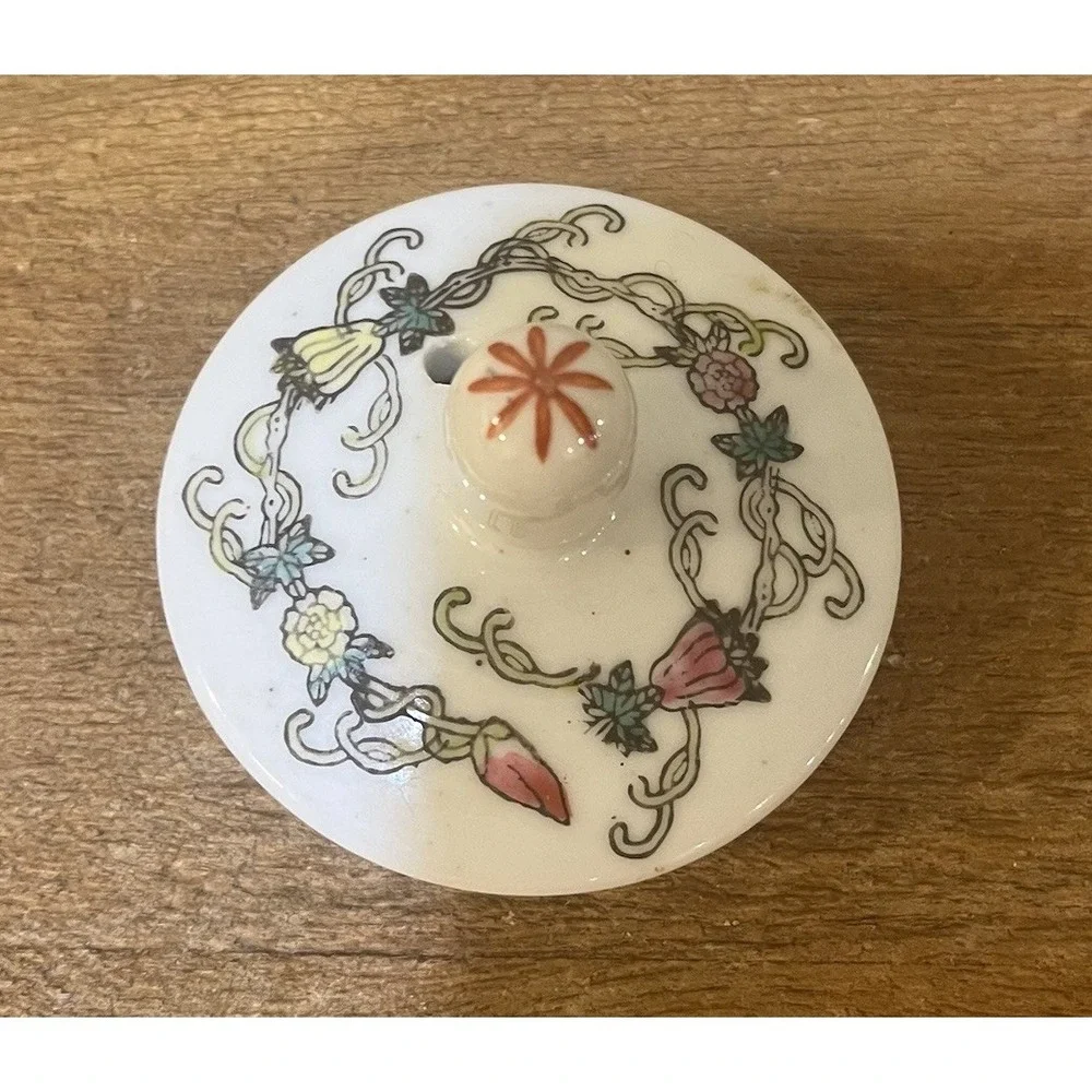 VTG Chinese Jingdezhen Style Porcelain Teapot Butterfly Floral Chinoiserie Asian